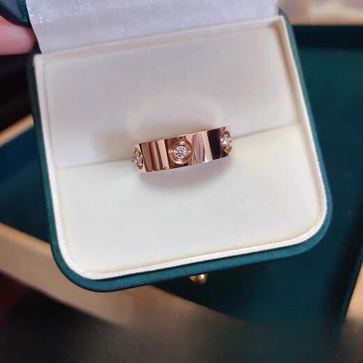 DL 1998 Fat Donglai same style 18k rose gold ring for men and women au750 gold color gold wedding ring couple ring same style three diamonds - wide version - rose gold