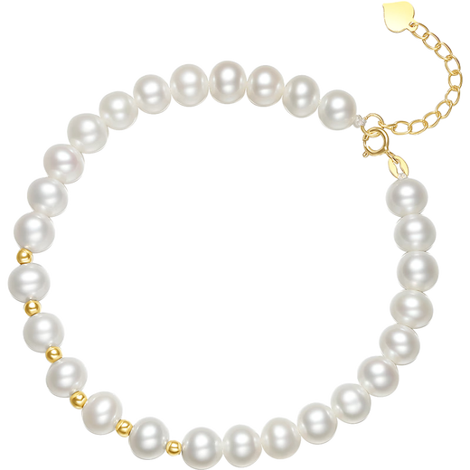 Saturday Lucky Yellow 18K Gold Pearl Bracelet Women's Birthday Gift X078867 About 16+3cm