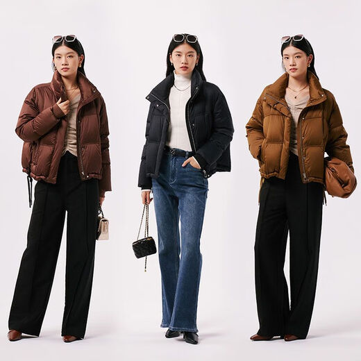 Qianrenggang (CHERICOM) new winter women's retro short versatile stand-up collar down jacket warm jacket Y299115Y milk coffee color 88814 170