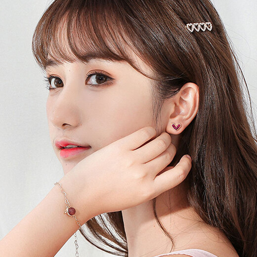 Ancient silver needle earrings for women 2025 new one-week earrings birthday gift for women light luxury niche high-end practical TS36 rose gold one-week earrings gift box