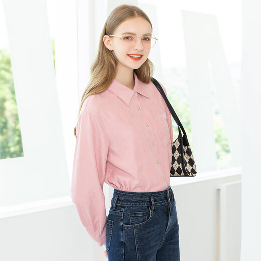 LAGOGO Dopamine shirt 2023 winter new design with fashionable style top for women pink (H8) M 160/38 LAGOGO Dopamine shirt 2023 winter new design with fashionable style top for women pink (H8) M 160/38