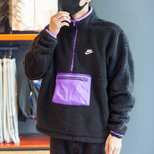 耐克（NIKE）官方卫衣外男装2025春季款新款运动服保暖摇粒绒半拉链套头衫夹克 DQ4881-010 L 175（建议130-150斤）