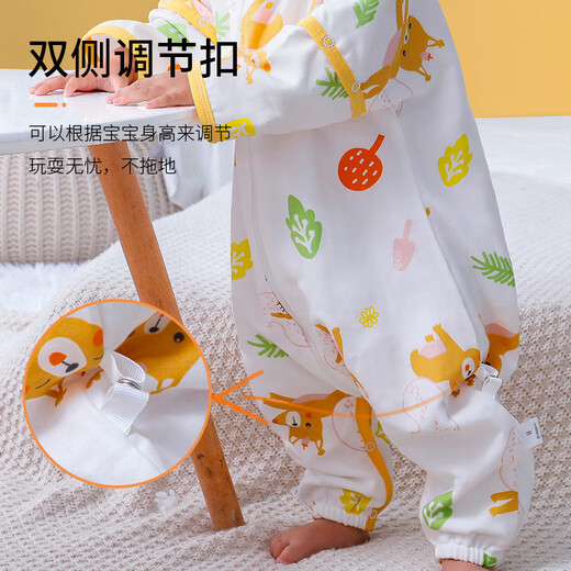 Baby-faced baby split-leg sleeping bag spring and autumn pure cotton gauze pajamas baby and children anti-kicking quilt artifact Squirrel 90 yards