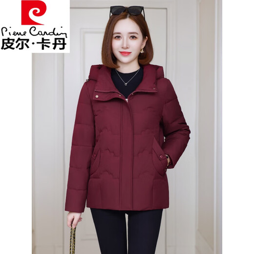 
Pierre cardin mother down jacket for women short 2025 new white duck down middle-aged and elderly women's removable hat thickened winter jacket black [BSR-9922# down jacket] 2XL [130--145Jin [Jin equals 0.5 kg]]
