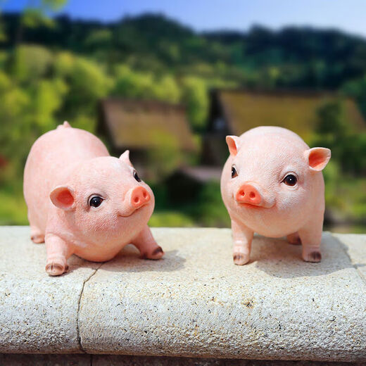 Han Chang Garden Decoration Garden Ornaments Creative Gifts Piggy Model Resin Crafts Animal Simulation Pig Ornaments Station Black Pig Pair