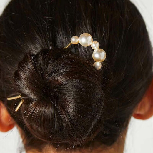 Goody U-shaped hairpin artifact beaded hairpin ball head hairpin bun hair extensions for women fashionable simple metal hair accessories 5 pearls