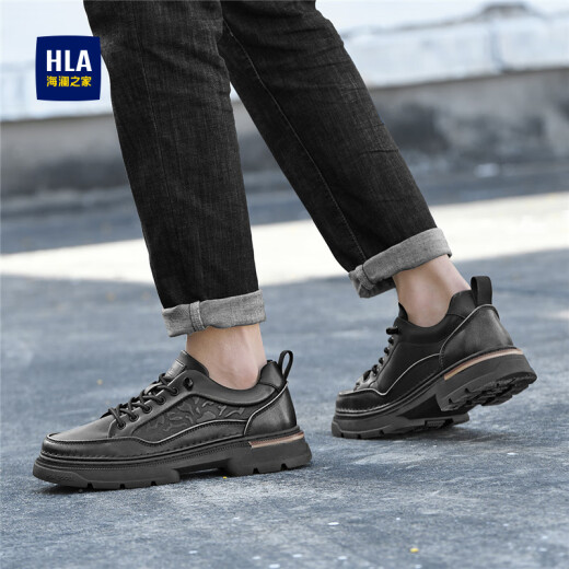 Hailan Home (HLA) Herrenschuhe Retro Wear-Resistant Schnürfrequenz kostenloser Freier Arbeitsschuhe Low Top Outdoor Herren Black 43