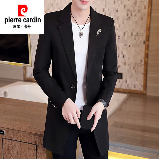 Pierre Cardin windbreaker men's 2024 new mid-length spring and autumn coat casual trendy men's handsome thin spring and autumn day coat burgundy L 170