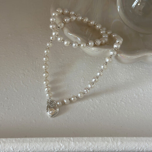 French freshwater pearl necklace light luxury niche design high-end love OT buckle sterling silver clavicle chain wholesale pearl necklace 925 silver