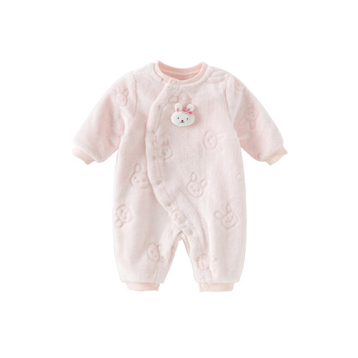 DAVE&BELLA winter new coral velvet baby jumpsuit newborn clothes children's rompers baby pajamas and robes pink ready in stock 80cm (recommended height 73-80cm)
