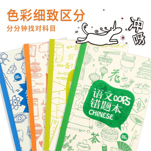 
Qianqian Circle Wrong Question Book Special for Grade 1-6 Review Diary Book for Primary and Secondary School Students Wrong Question Collection Wrong Questions Notes Correction Notes Correction Book 20-page Cover PP Waterproof 4 Book Set (Chinese, Mathematical and English Comprehensive) 12201