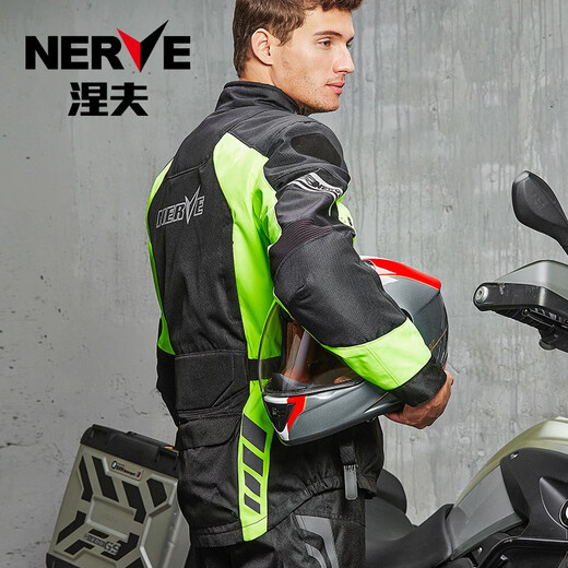 NERVE motorcycle riding clothing suit men's four-season heavy motorcycle clothing full set anti-fall waterproof warm winter top black (size too large) XL