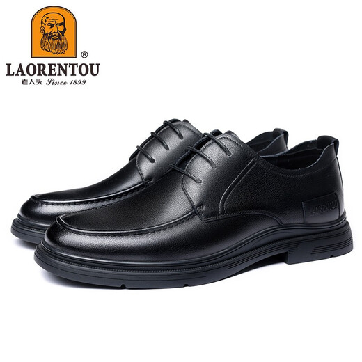 
Old man's head (LAORENTOU) business casual leather shoes for men's spring and autumn breathable wear-resistant head leather lace-up formal shoes wedding shoes daddy shoes LA13067 black 39