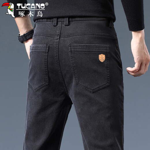 Woodpecker (TUCANO) Casual Pants Men's Autumn and Winter Business Pants Men's Loose Straight Fashion Versatile Pants Men's Pants Black 32