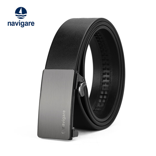 Navigare Italienisch kleines Segelboot Herrengürtel Geschenkbox Echtes Ledergürtel High-End Light Luxus Männer Geburtstagsgeschenk Schwarz (Theke Geschenkbox) N4A826Z-151103a 115 cm [empfohlenes Gewicht 130-165jin [Jin gleich 0,5 kg]]