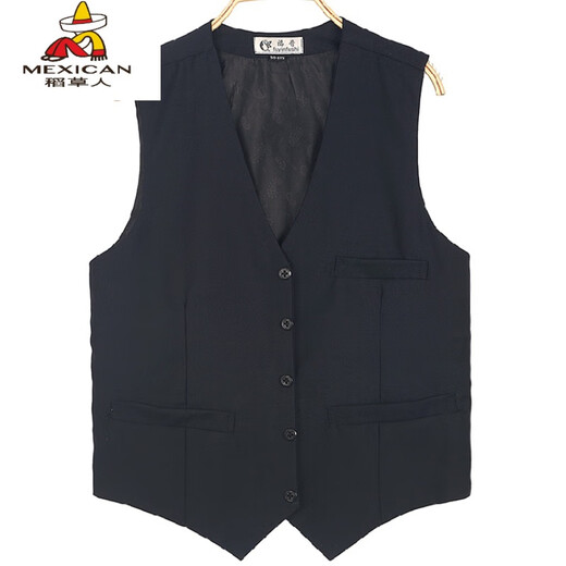 稻草人中老年男士马甲春秋薄款大码修身爸爸装背心中年男装商务休闲马夹 西装马甲-灰色 3XL 56码