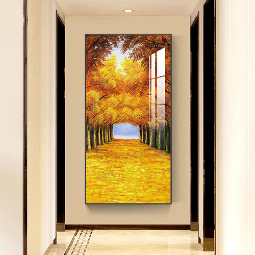 Mudianxing light luxury modern entrance entrance entrance decoration painting at the end of the corridor, Golden Avenue hanging paintings, high-end sense of entrance entrance entrance entrance corridor mural 15686-2 60*120cm pearl black frame crystal porcelain inlaid diamonds