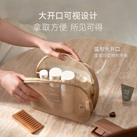 EACHY化妆包便携式2025新款女旅行洗漱收纳包小型口红杂物包-木桃粉xs