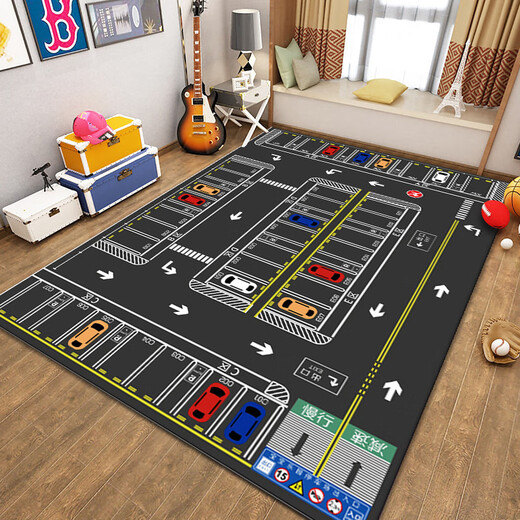 Guiqi cartoon carpet household children's room crawling mat parking lot living room sofa coffee table mat kindergarten game mat parking lot simulation parking space carpet 80*120cm