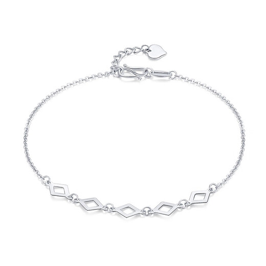 Mengjinyuan Platinum Bracelet PT950 Geometric Square Ring Square Piece Platinum Bracelet for Girlfriend’s Birthday Gift 18cm Approximately 1.84g