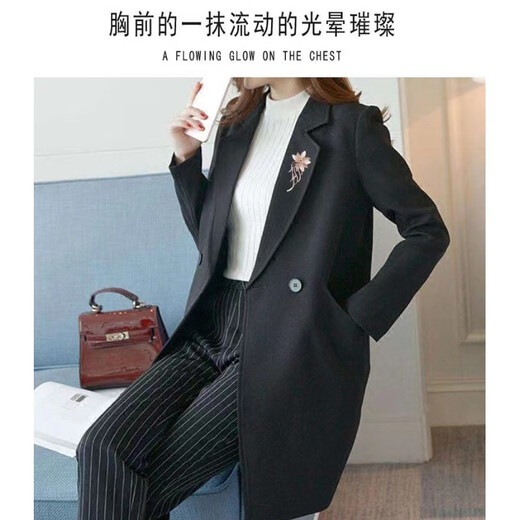 QUAMER high-end rhinestone brooch women's jacket suit coat corsage clothes anti-exposure brooch solid fleeting