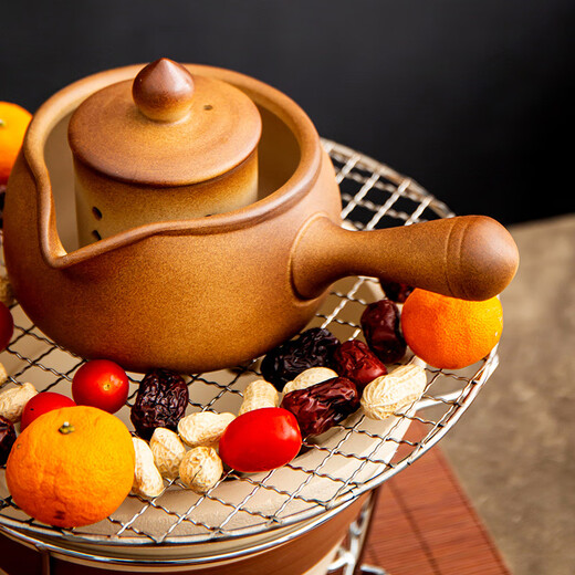 Spide stove-cooked tea roasted milk jar teapot side-handled pot Japanese-style household outdoor open flame high temperature resistant stoneware teapot purple sand simple pot-unglazed 610ml