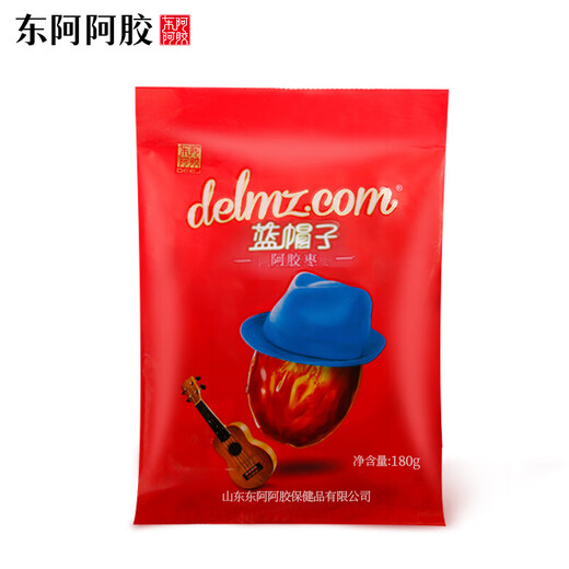 Dong'e ejiao Blue Hat Hat Hide Hide Hide Gelatine Dates 180g Dates confites, dates de soie dorée, sacs d'emballage indépendants, envoyez des cadeaux d'anciens aux parents