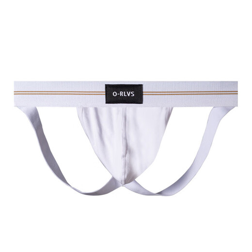 ORLVS low-waist men's double thong buttocks sexy modal hollow underwear male college student seamless thong white XXL