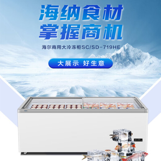 海尔（Haier）冰柜展示柜卧式商用展示柜冰柜雪糕柜透明玻璃门速冻食品冷冻保鲜超市组合大容量岛柜 抗菌内胆|防凝露冷冻719升719HE