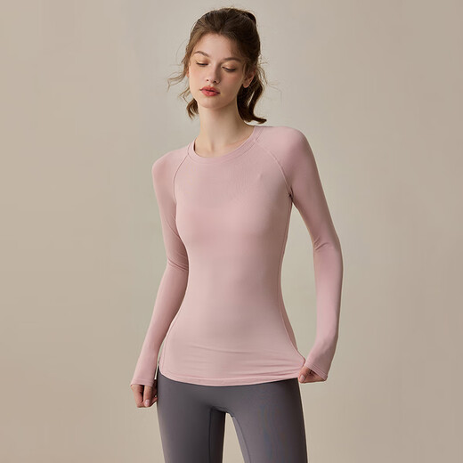 LULU CENTURY Warm fitness quick-drying clothing for women Pilates training tight slimming sports tops fashionable bottoming tights long sleeves green L