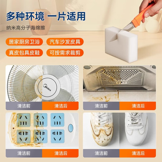 Baojiajie Yang Mi's same model Nano Sponge Magic Wipe Kitchen Scrub Pan Good Cleaning and Decontamination Magical Powerful Descaling High Density Box 80 pieces (10*6*2cm)