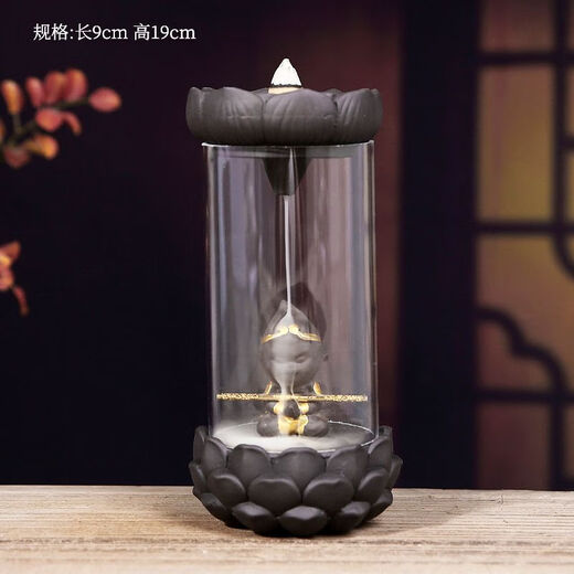 American and foreign new Chinese Zen backflow incense burner, glass cover, windproof, indoor household ornaments, sandalwood, agarwood, smoke, lotus base - praying to the great sage (choose carefully) 4