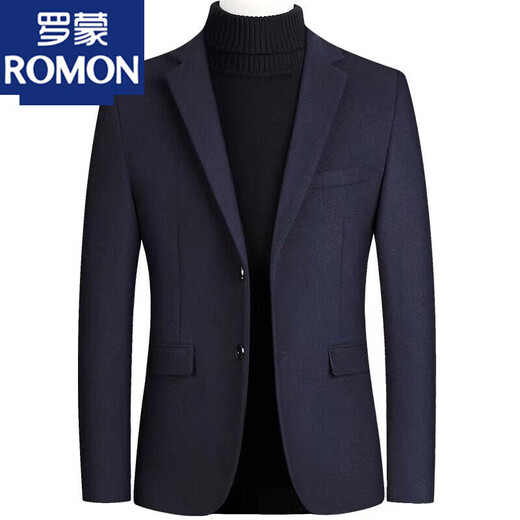 ROMON Wool Suit Men's Spring and Autumn New Woolen Jacket Middle-aged Business Casual Slim Suit Top Black XL 135-150Jin Jin is equal to 0.5 kg