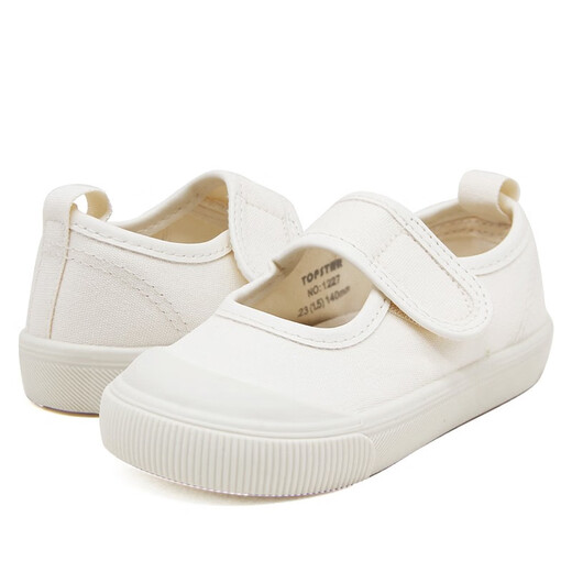 TOPSTAR children's canvas shoes spring style girls boys kindergarten indoor shoes small white shoes baby children's shoes soft sole shoes 1227 milk white 29 inner 185MM feet 175MM