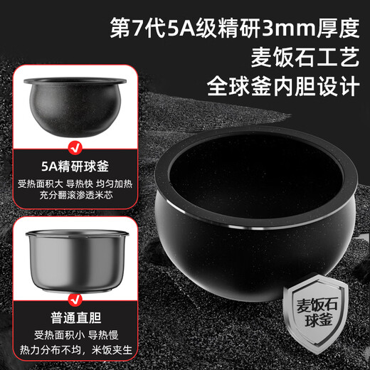 Gong Ling large-capacity rice cooker simmering and pressing fine grinding thick cauldron 24H smart appointment porridge pot household medical rice stone liner cooking rice 4L EU certified medical stone plate 4L
