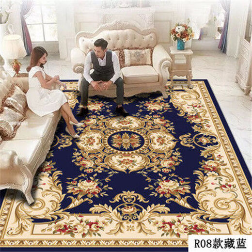 Xinlin European-style living room carpet coffee table blanket sofa home bedroom full room floor mat modern simple machine washable customization style-K blue 40*60CM