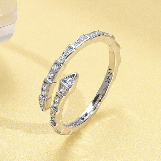 YaoYiZun Super Shining Snake Sterling Silver Ring Women's Index Finger Single Ring Light Luxury Niche High-end Sensation for Wife's Birthday Gift for Women Adjustable Snake Ring for Women