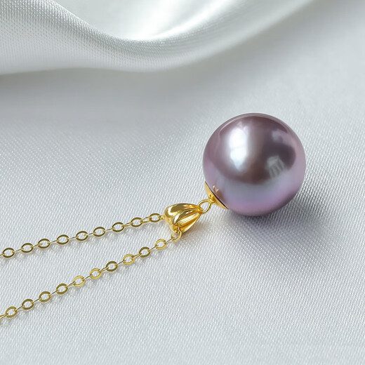 Queen of Pearl Nine Purple Fire 18K Gold 11-12mm Freshwater Purple Pearl Necklace Pendant for Girlfriend