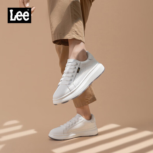 Lee小白鞋男时尚休闲板鞋百搭透气厚底低帮运动休闲鞋子 白色 40 