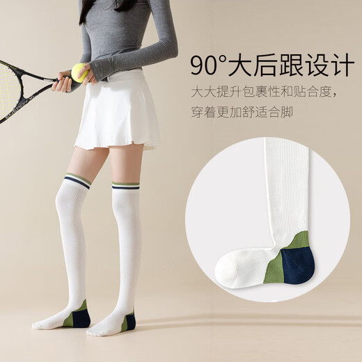 Huodiniao autumn and winter yoga socks professional non-slip women's Pilates over-the-knee compression socks indoor running fitness aerobics floor socks right-angle heel non-slip over-the-knee yoga socks-Navy Blue