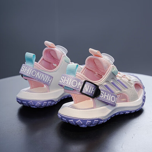 Boys' Baotou sandals 2025 summer new style children's students, middle and large children's beach shoes soft sole non-slip sports sandals 299/khaki color 38 size (inner length 24.7cm)