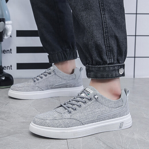 YaoJingLieRen men's shoes summer 2024 new sports and leisure old Beijing cloth shoes men's summer breathable work canvas shoes gray 42