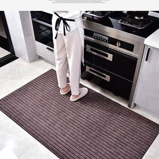 Xuxian kitchen floor mats are water-absorbent, non-slip, oil-resistant, and stain-resistant, household door mats, cuttable mats, carpets, and customizable 90*120cm black and gray stripes-upgraded and thickened