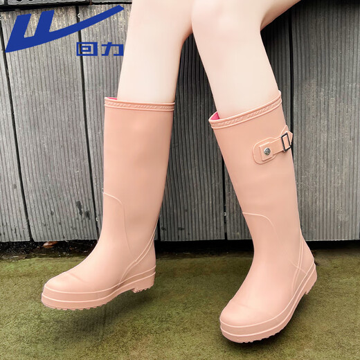 Huili Huili Regenschuhe Frauen hohe Röhrchen Regenstiefel Mode Outdoor wasserdichte Kleidung-resistente Kleberschuhe Wasserschuhe Wasserstiefel 73-1 Khaki 37