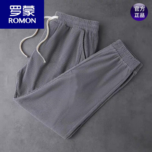 罗蒙（ROMON）美式重磅灯芯绒束脚抽绳休闲卫裤男宽松中腰九分裤百搭裤秋冬款 卡其色 L 100-120斤