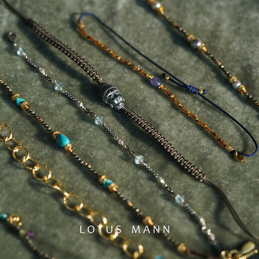 Micro-Given Pace Bracelet Collection. November Topaz-Stone Buddha Tanzanite Multi-Color Transfer Beads Retro Designer Ruby Buddha Braided Rope Sterling Silver Bracelet