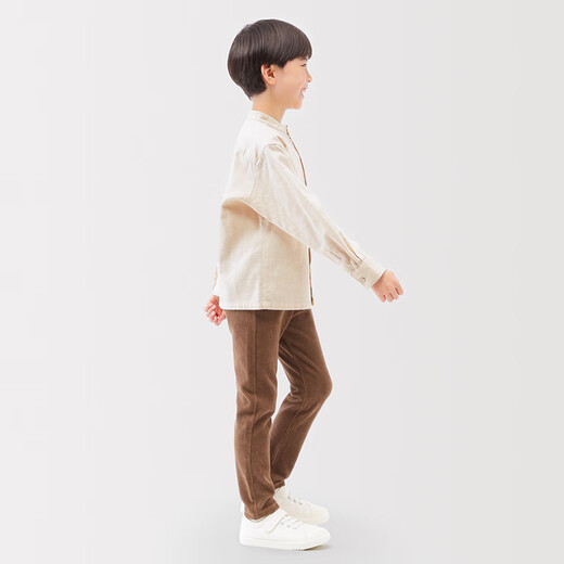 MUJI big children's flannel stand-up collar long-sleeved shirt children's shirt boys and girls children's clothing 25 years winter ivory 150 /76A