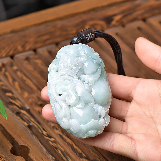 Jade Handle Piece, an Orphan of a Thousand Years, Jade Plate and Jade Pendant for Men, Symbolizing Success in Career, Pixiu Handle Piece QZK2582i