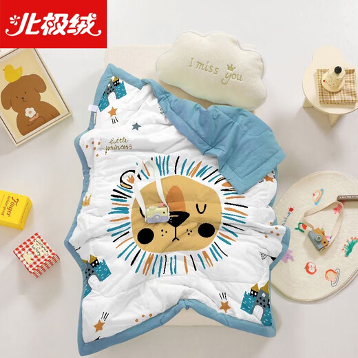 Arctic velvet children's air-conditioned quilt baby summer cooling quilt baby home nap blanket bedding three-piece set kindergarten washed cotton Lion Kingdom air-conditioned quilt 120*150cm