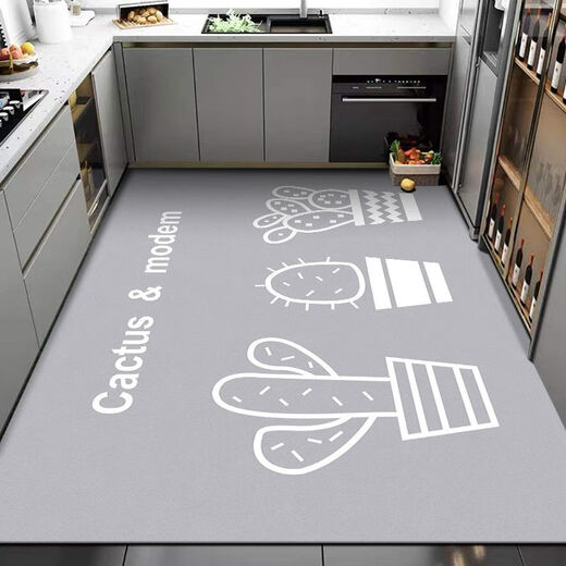 Xuxian floor mats, kitchen floor mats, stain-resistant mats, household non-slip carpets, water-absorbent and oil-proof, large-area custom-made foot mats, gray style, 120*200cm, versatile